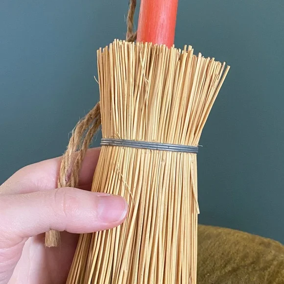 Rustic Straw Broom with Red Handle - Picture 4 of 5